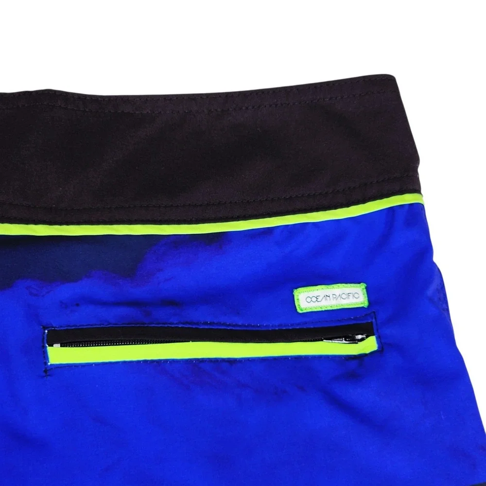 OP Ocean Pacific Board‎ Short sz 30 Men Neon Green Royal Blue OPFBSY Skater Surf